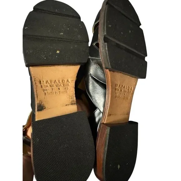 Mafalda size 9 women’s fisherman sandals black Brazil made - EUC - Picture 3 of 8
